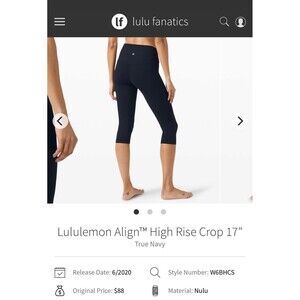 Lululemon size 18 Align™ High Rise Crop 17"
True Navy leggings